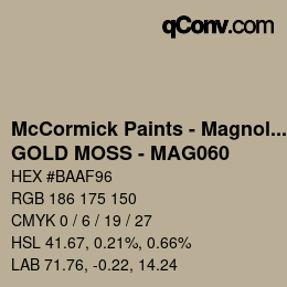 カラーコード: McCormick Paints - Magnolia - GOLD MOSS - MAG060 | qconv.com