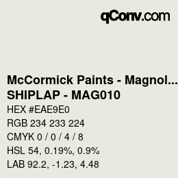 Farbcode: McCormick Paints - Magnolia - SHIPLAP - MAG010 | qconv.com