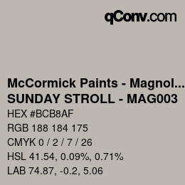 カラーコード: McCormick Paints - Magnolia - SUNDAY STROLL - MAG003 | qconv.com