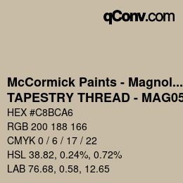 カラーコード: McCormick Paints - Magnolia - TAPESTRY THREAD - MAG059 | qconv.com