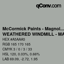 カラーコード: McCormick Paints - Magnolia - WEATHERED WINDMILL - MAG002 | qconv.com