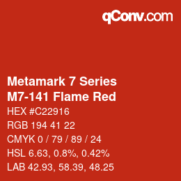 カラーコード: Metamark 7 Series - M7-141 Flame Red | qconv.com