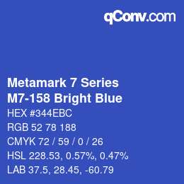 Código de color: Metamark 7 Series - M7-158 Bright Blue | qconv.com