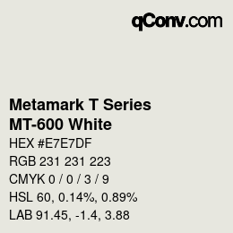 Code couleur: Metamark T Series - MT-600 White | qconv.com
