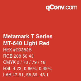 カラーコード: Metamark T Series - MT-640 Light Red | qconv.com