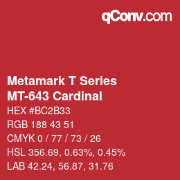 Code couleur: Metamark T Series - MT-643 Cardinal | qconv.com