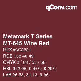 Código de color: Metamark T Series - MT-645 Wine Red | qconv.com