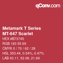 Código de color: Metamark T Series - MT-647 Scarlet | qconv.com