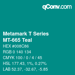 Código de color: Metamark T Series - MT-665 Teal | qconv.com