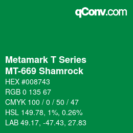 Code couleur: Metamark T Series - MT-669 Shamrock | qconv.com