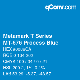 颜色代码: Metamark T Series - MT-676 Process Blue | qconv.com