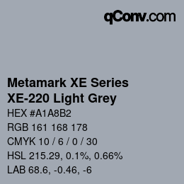 Código de color: Metamark XE Series - XE-220 Light Grey | qconv.com