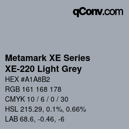 Código de color: Metamark XE Series - XE-220 Light Grey | qconv.com