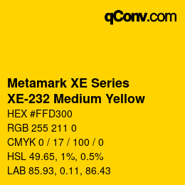 カラーコード: Metamark XE Series - XE-232 Medium Yellow | qconv.com