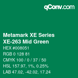 Código de color: Metamark XE Series - XE-263 Mid Green | qconv.com