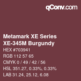 Código de color: Metamark XE Series - XE-345M Burgundy | qconv.com