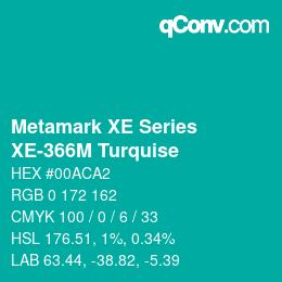 Código de color: Metamark XE Series - XE-366M Turquise | qconv.com