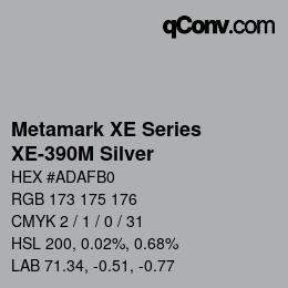 Código de color: Metamark XE Series - XE-390M Silver | qconv.com