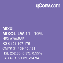 カラーコード: Mixol - MIXOL LW-11 · 10% | qconv.com