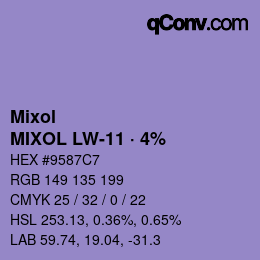颜色代码: Mixol - MIXOL LW-11 · 4% | qconv.com