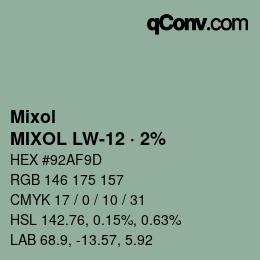 Código de color: Mixol - MIXOL LW-12 · 2% | qconv.com
