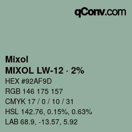 Code couleur: Mixol - MIXOL LW-12 · 2% | qconv.com