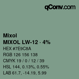 Código de color: Mixol - MIXOL LW-12 · 4% | qconv.com