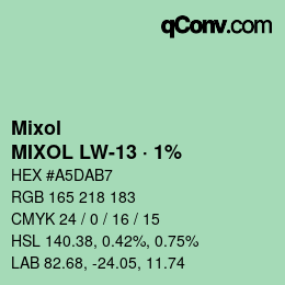 カラーコード: Mixol - MIXOL LW-13 · 1% | qconv.com