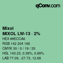 カラーコード: Mixol - MIXOL LW-13 · 2% | qconv.com