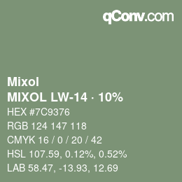 Código de color: Mixol - MIXOL LW-14 · 10% | qconv.com