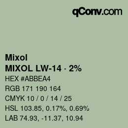 Código de color: Mixol - MIXOL LW-14 · 2% | qconv.com