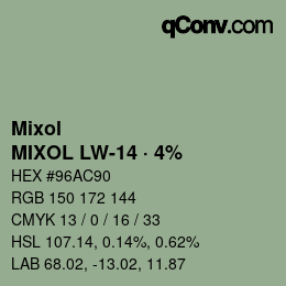 Código de color: Mixol - MIXOL LW-14 · 4% | qconv.com