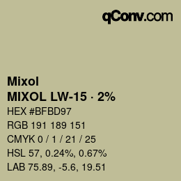 Código de color: Mixol - MIXOL LW-15 · 2% | qconv.com