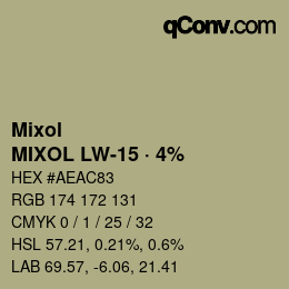 Código de color: Mixol - MIXOL LW-15 · 4% | qconv.com