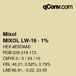 カラーコード: Mixol - MIXOL LW-16 · 1% | qconv.com