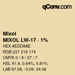 颜色代码: Mixol - MIXOL LW-17 · 1% | qconv.com