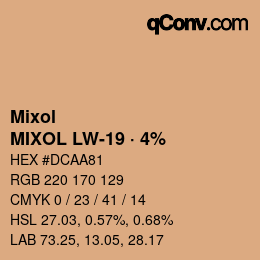 カラーコード: Mixol - MIXOL LW-19 · 4% | qconv.com