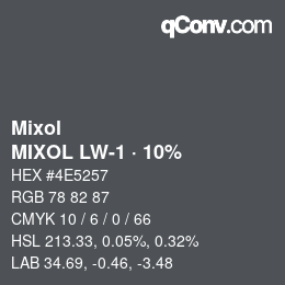 Código de color: Mixol - MIXOL LW-1 · 10% | qconv.com