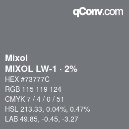 カラーコード: Mixol - MIXOL LW-1 · 2% | qconv.com