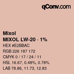 颜色代码: Mixol - MIXOL LW-20 · 1% | qconv.com