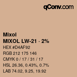 Code couleur: Mixol - MIXOL LW-21 · 2% | qconv.com