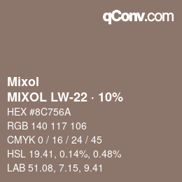 カラーコード: Mixol - MIXOL LW-22 · 10% | qconv.com