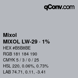 カラーコード: Mixol - MIXOL LW-29 · 1% | qconv.com