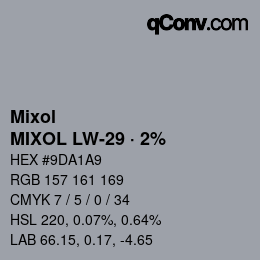 カラーコード: Mixol - MIXOL LW-29 · 2% | qconv.com