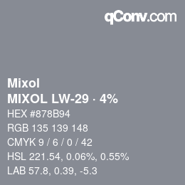 カラーコード: Mixol - MIXOL LW-29 · 4% | qconv.com