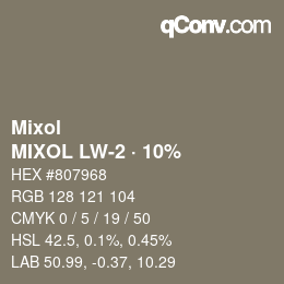 Código de color: Mixol - MIXOL LW-2 · 10% | qconv.com