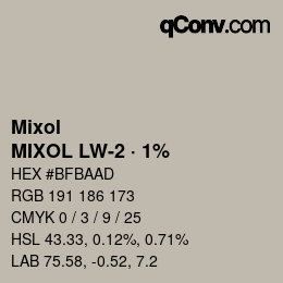 カラーコード: Mixol - MIXOL LW-2 · 1% | qconv.com