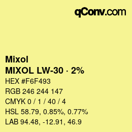 Color code: Mixol - MIXOL LW-30 · 2% | qconv.com