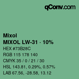 カラーコード: Mixol - MIXOL LW-31 · 10% | qconv.com