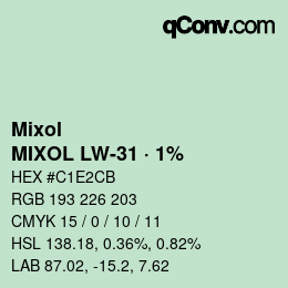 カラーコード: Mixol - MIXOL LW-31 · 1% | qconv.com